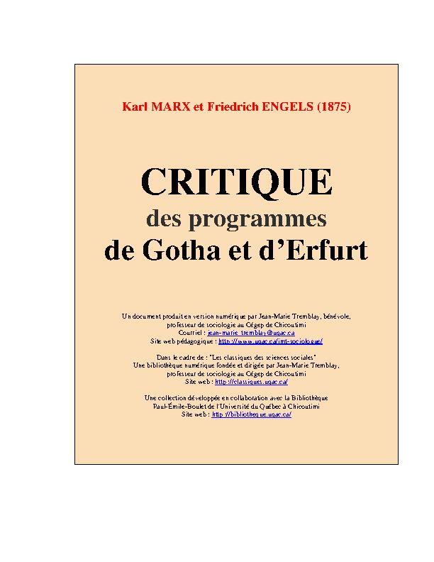 Miniature de Critique des programmes de Gotha et d'Erfurt