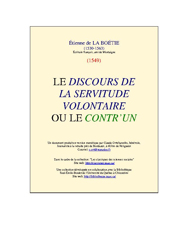 Miniature de Le discours sur la servitude volontaire