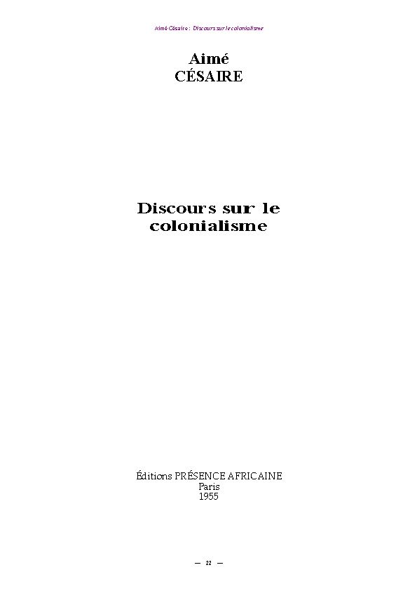 Miniature de Discours sur le colonialisme