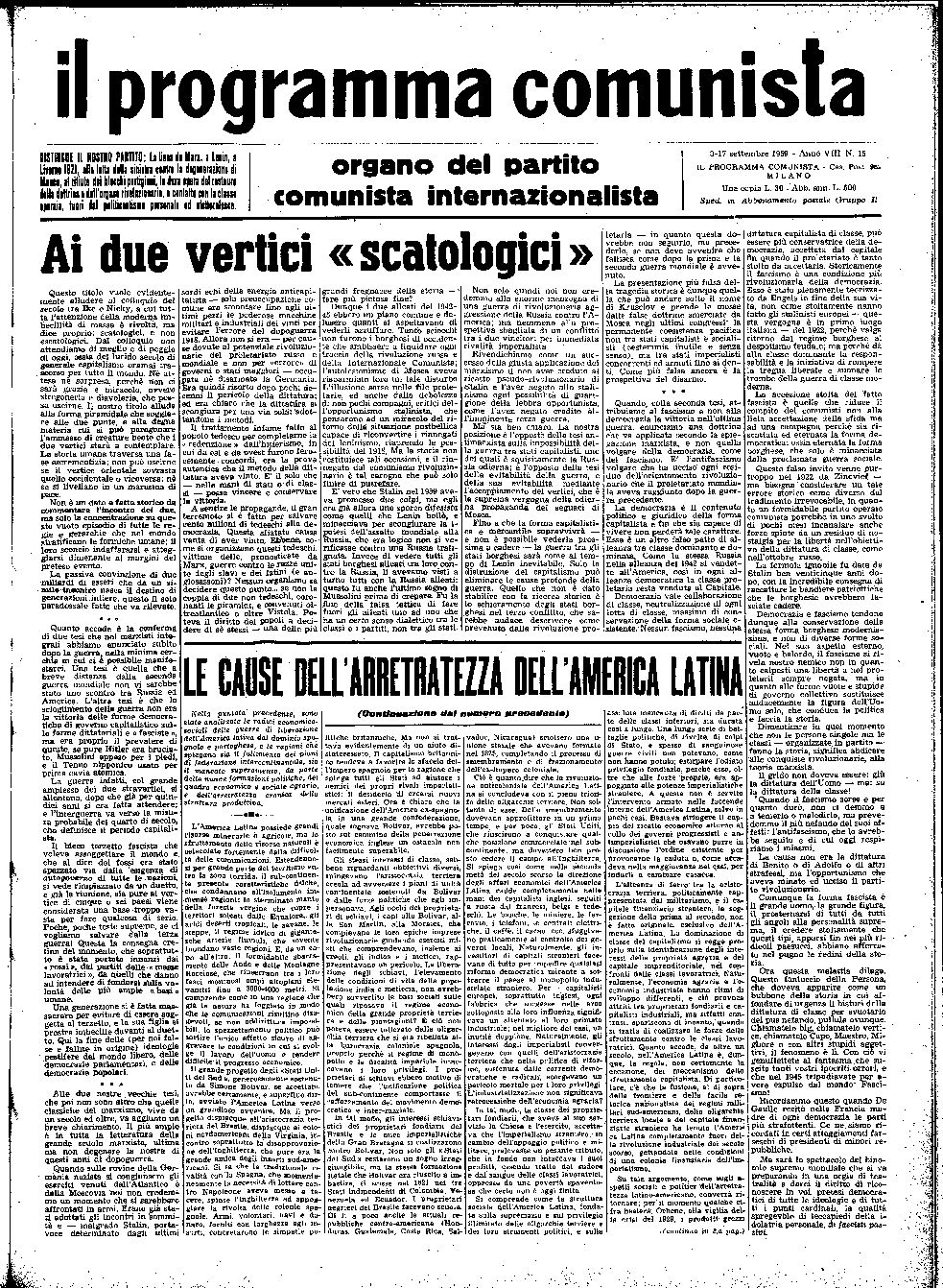 Miniature de Il programma comunista no 15 1959