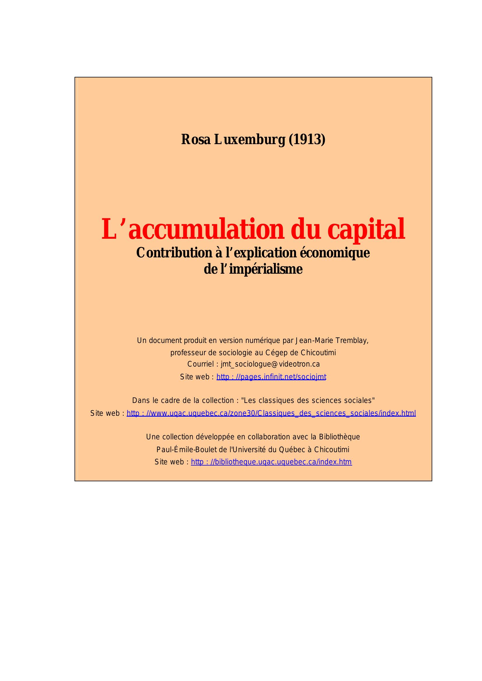Miniature de L’accumulation du capital - Contribution à l’explication économiquede l’impérialisme