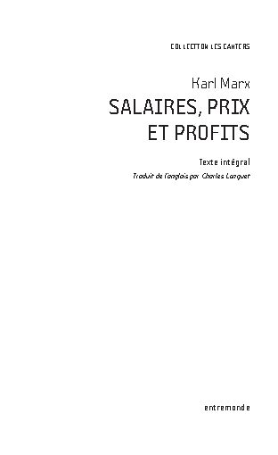 Miniature de Salaires prix et profits